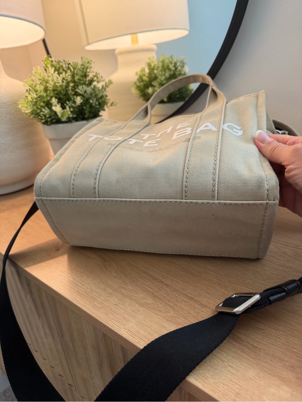 Marc Jacobs Beige Canvas Mini Tote with Black Strap - Picture 7 of 13